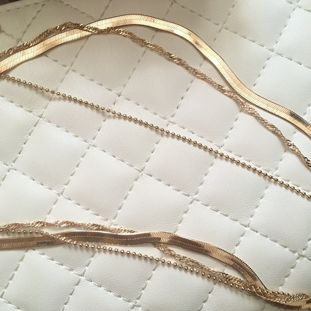 Layered Snake Chain Twist Rope Chic Gold Necklace - Picture 3 of 7